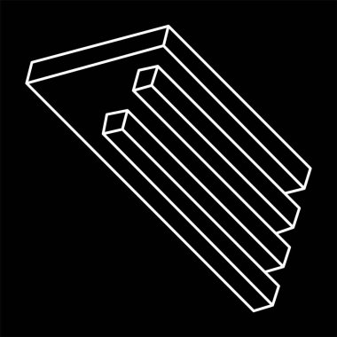 İmkânsız optik illüzyon şekilleri. Optik sanat objeleri. Gerçek dışı geometrik. İmkansız rakamlar. Satır sanatı. 