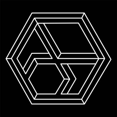 İmkansız şekiller. Web tasarım elemanları. Optik illüzyon objesi. Çizgi tasarımı. Optik sanat. Kutsal geometri figürleri. 