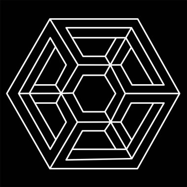 Optik yanılsama şekli, geometrik şekiller, imkansız altıgen. Optik sanat nesnesi. 
