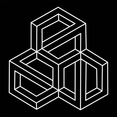 İmkânsız optik illüzyon şekilleri. İmkansız rakamlar. Kutsal geometri. Optik sanat objeleri. Gerçekdışı geometrik şekiller. 