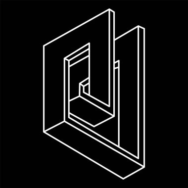 İmkânsız optik illüzyon şekilleri. Optik sanat objesi. Kutsal geometri. İmkansız bir rakam. Satır sanatı. 
