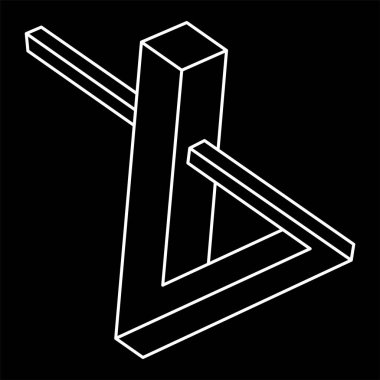 İmkansız nesneler. Optik illüzyon şekli. 3 boyutlu illüstrasyon. Gerçekdışı geometrik şekiller. 