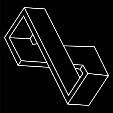 İmkansız nesneler. Çizgi geometrik şekli. Optik illüzyon figürü. Optik sanat. 