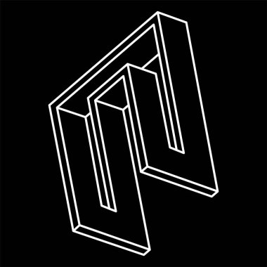 İmkânsız optik illüzyon şekilleri. Optik sanat objesi. İmkansız rakamlar. Çizgi çalışması. Gerçekdışı geometrik nesneler. 