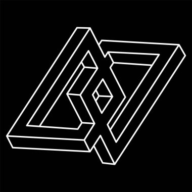 İmkânsız optik illüzyon şekilleri. Optik sanat objeleri. İmkansız bir şekil. Çizgi çalışması. Gerçekdışı geometrik şekiller. 