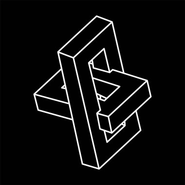 İmkansız bir şekil. Web tasarım elemanı. Optik illüzyon objesi. Çizgi tasarımı. Geometrik şekiller. Escher tarzı. 