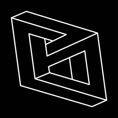 İmkânsız optik illüzyon şekli. Optik sanat objesi. İmkansız rakamlar. Çizgi çalışması. Kutsal geometri şekilleri. 