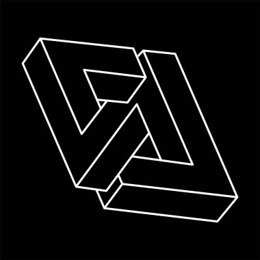 Optik illüzyon şekli. İmkansız bir nesne. Optik sanat. Geometrik şekil. 