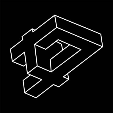 İmkânsız optik illüzyon şekilleri. Optik sanat objesi. İmkansız rakamlar. Çizgi çalışması. Kutsal geometri. Escher tarzı. 