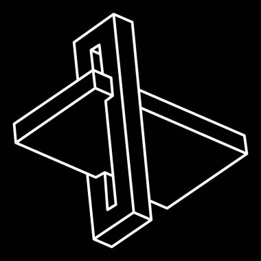 İmkansız nesneler. Çizgi geometrik şekli. Optik illüzyon figürü. Optik sanat nesnesi.