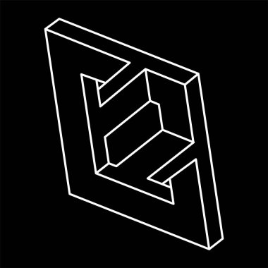 İmkânsız optik illüzyon şekilleri. Optik sanat objeleri. İmkansız rakamlar. Çizgi çalışması. Geometri. 