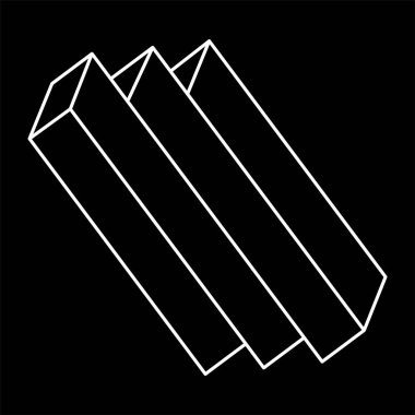 İmkansız bir nesne. Optik illüzyon şekli. 3 boyutlu illüstrasyon. Geometrik şekiller. Optik sanat. 