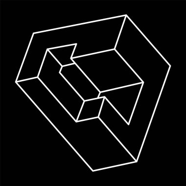 İmkansız nesneler. Çizgi geometrik şekiller. Optik yanılsama figürleri. 