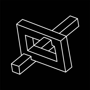 Escher paradoksu geometrisi. Optik illüzyon objesi. Kutsal geometrik figürler. Optik sanat. Grafik olarak imkansız şekiller. 