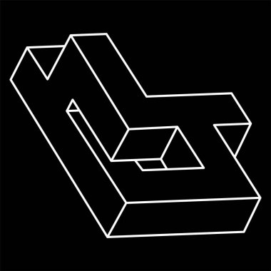 İmkânsız optik illüzyon şekli. Optik sanat objesi. Escher tarzı. İmkansız rakamlar. Satır sanatı. 