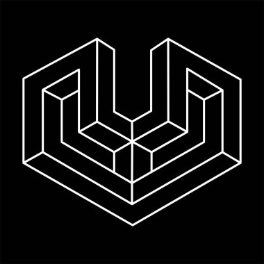 İmkansız bir şekil. Web tasarım elemanı. Optik illüzyon objesi. Çizgi tasarımı. Optik sanat. Geometrik şekiller. 