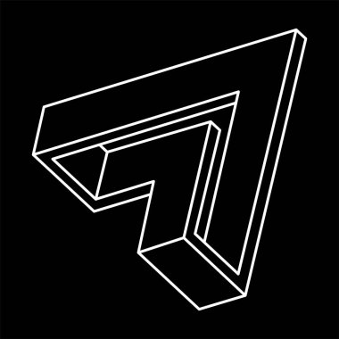 İmkânsız optik illüzyon şekilleri. Optik sanat objesi. İmkansız rakamlar. Çizgi çalışması. Geometri. 