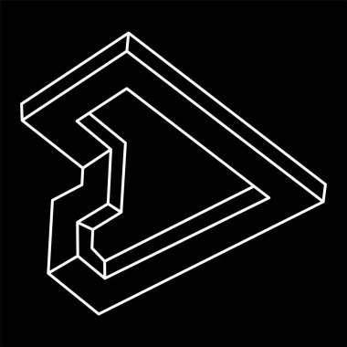 İmkânsız optik illüzyon şekilleri. Operasyon sanatı objesi. Geometri. İmkansız rakamlar. Çizgi çalışması. Escher tarzı. 