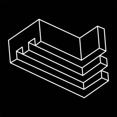 İmkansız nesneler. Çizgi geometrik şekli. Optik illüzyon figürleri. Optik sanat. 