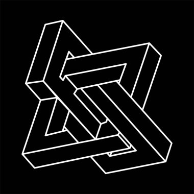 Escher paradoksu geometrisi. Optik illüzyon objesi. Kutsal geometrik figürler. Operasyon sanatı. İmkansız şekiller. 