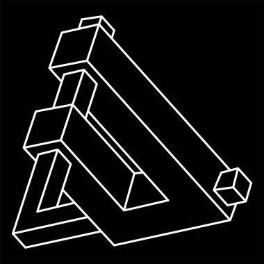 Escher tarzı. Optik illüzyon şekilleri. İmkansız nesneler. Optik sanat figürleri. Çizgi çalışması. Geometri. 