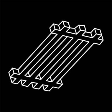 İmkansız nesneler. Optik illüzyon şekilleri. 3 boyutlu illüstrasyon. Geometrik şekiller. Optik sanat. 