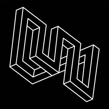 İmkânsız şekiller logo tasarımı, optik illüzyon objesi. Optik sanat figürü. Kutsal geometri şekli. Satır sanatı. 