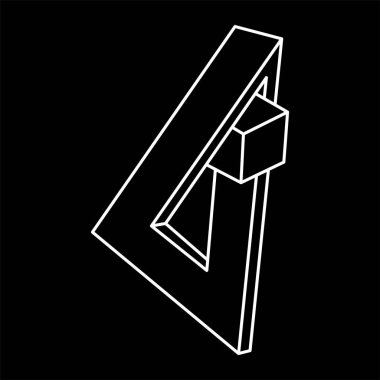 İmkansız şekiller. Çizgi tasarımı. Siyah bir arka planda izole edilmiş. Vektör çizimi. Optik yanılsama objeleri. Optik sanat. Escher tarzı. Kutsal geometri figürleri. 