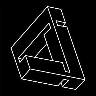 İmkânsız optik illüzyon şekli. Optik sanat objesi. İmkansız rakamlar. Çizgi çalışması. Escher tarzı. Geometrik şekiller. 