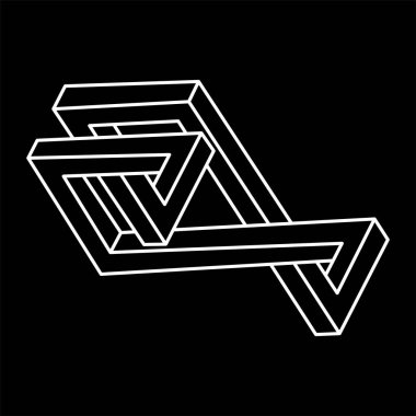 İmkânsız şekiller logo tasarımı, optik illüzyon objesi. Optik sanat figürleri. Escher tarzı. Kutsal geometri. 