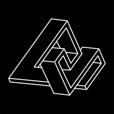 Optik illüzyon şekilleri. İmkansız nesneler. Escher tarzı. Optik sanat figürleri. Çizgi çalışması. Geometrik şekil. 