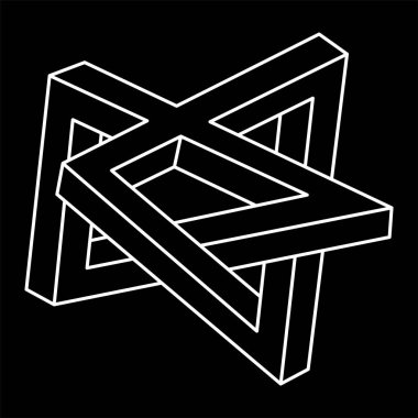 İmkânsız optik illüzyon şekli. Optik sanat objesi. İmkansız rakamlar. Escher tarzı. Kutsal geometri. 