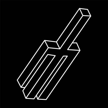 Optik illüzyon şekli. Geometri. İmkansız bir nesne. Optik sanat figürü. 