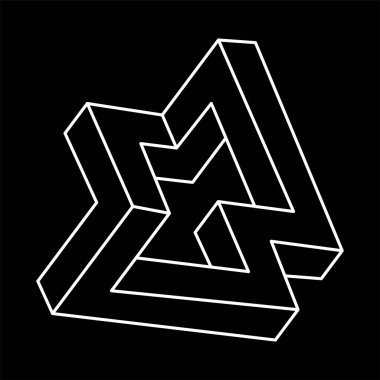 İmkânsız optik illüzyon şekli. Optik sanat objeleri. İmkansız rakamlar. Kutsal geometri şekilleri. Escher tarzı. 