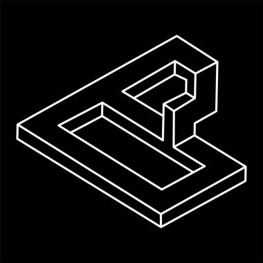 Optik illüzyon şekilleri. İmkansız nesneler. Escher tarzı. Optik sanat figürleri. Satır sanatı. 