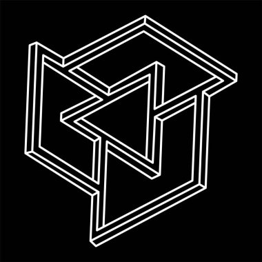 İmkânsız optik illüzyon şekli. Optik sanat objesi. İmkansız bir rakam. Kutsal geometri. 