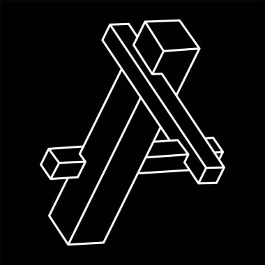 Gerçek dışı geometri. İmkânsız optik illüzyon şekli. Optik sanat objesi. İmkansız figür. 