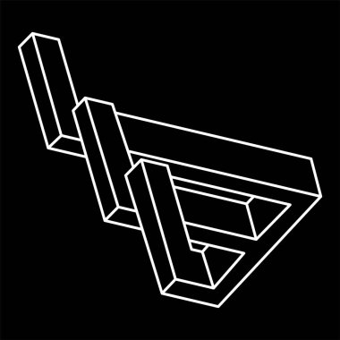 İmkansız bir nesne. Optik sanat. Gerçek dışı geometrik şekil. Optik yanılsama figürü. 