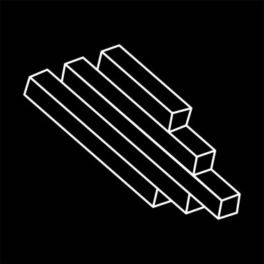 İmkansız bir nesne. Optik yanılsama. 3 boyutlu illüstrasyon. Geometrik şekil. 