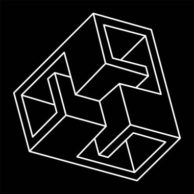 İmkansız bir şekil. Web tasarım elemanı. Geometrik şekil. Optik yanılsama nesnesi. 