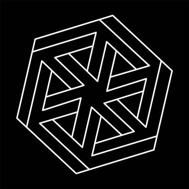 İmkansız bir şekil. Web tasarım elemanı. Optik illüzyon objesi. Çizgi tasarımı. Geometrik şekiller. Escher tarzı. Optik sanat. 