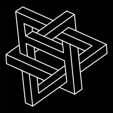 İmkânsız optik illüzyon şekli. Optik sanat objesi. Geometri. İmkansız figür. 
