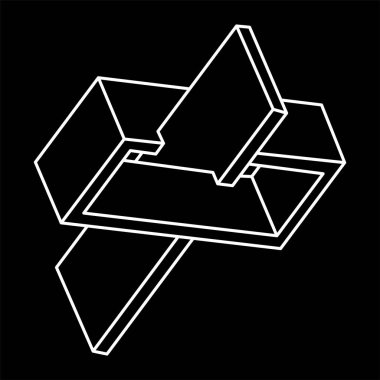 İmkansız bir nesne. Geometrik şekil. Optik illüzyon figürü. Optik sanat. 