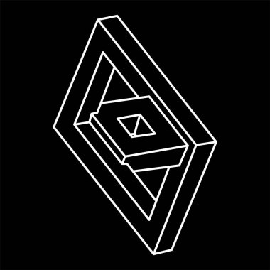 İmkansız bir şekil. Kutsal geometri. Optik illüzyon figürü. Soyut sonsuz geometrik nesne. Optik sanat. 