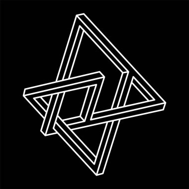 İmkânsız optik illüzyon şekli. Optik sanat objesi. İmkansız bir rakam. Geometri. 