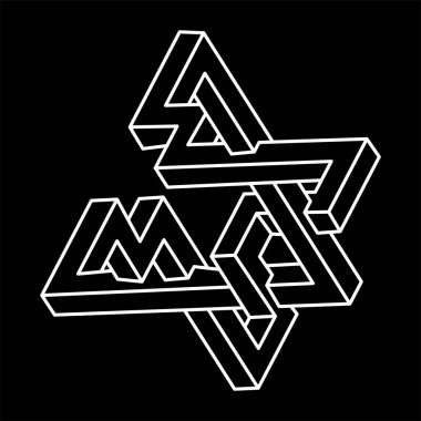 İmkânsız optik illüzyon şekli. Optik sanat objesi. İmkansız bir rakam. Geometri. 