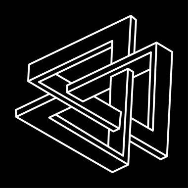 İmkânsız optik illüzyon şekli. Optik sanat objesi. İmkansız bir rakam. Gerçek dışı geometri. 