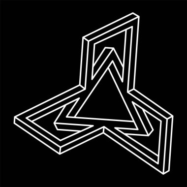 İmkânsız optik illüzyon şekilleri. Optik sanat objesi. İmkansız rakamlar. Kutsal geometri. Escher tarzı. Satır sanatı. 