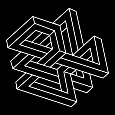 İmkânsız optik illüzyon şekli. Optik sanat objesi. İmkansız bir rakam. Kutsal geometri. 