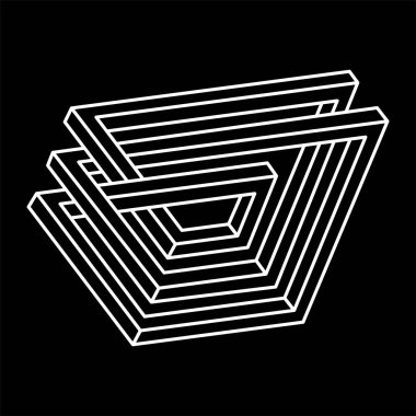 İmkânsız optik illüzyon şekli. Geometri. Optik sanat objesi. İmkansız figür. 